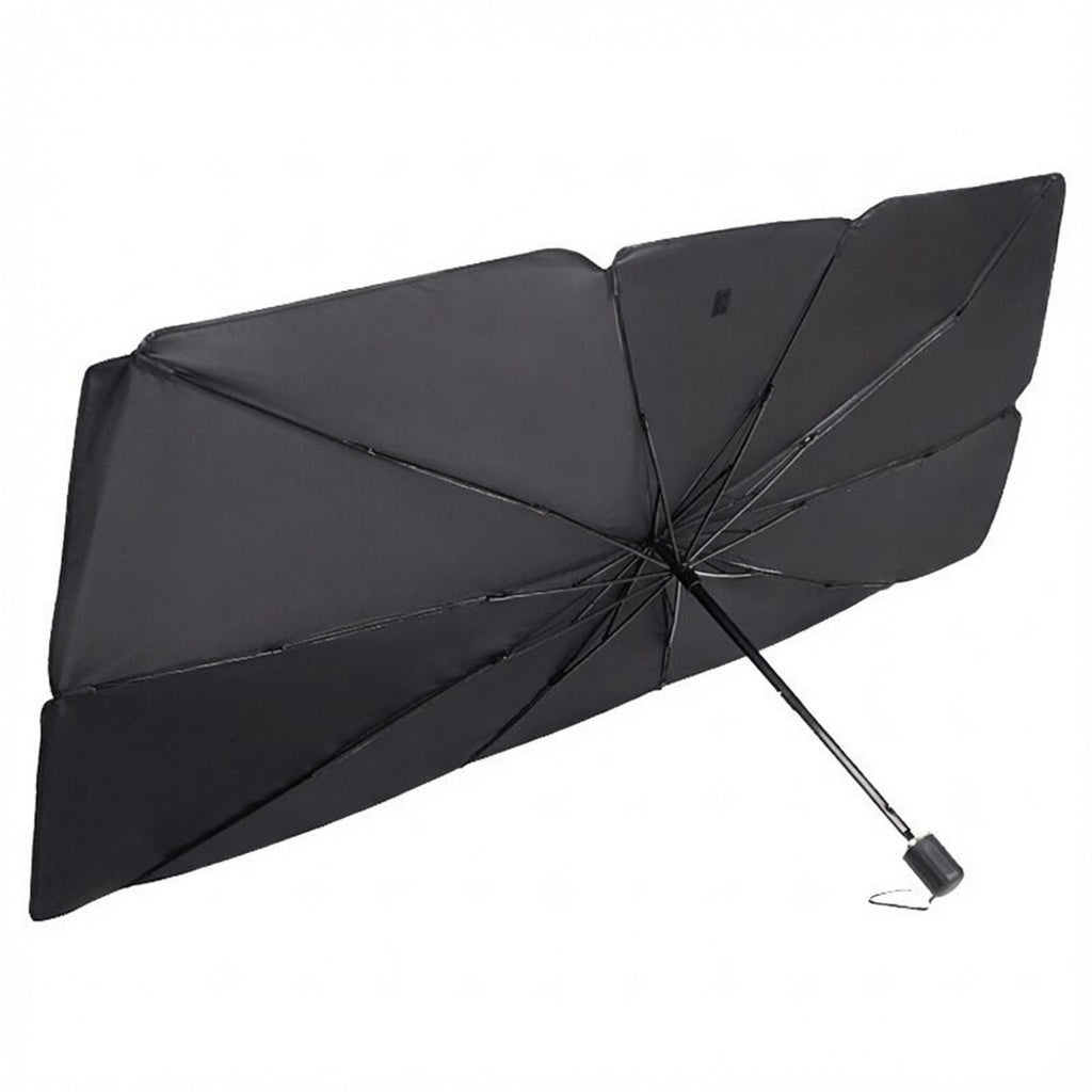 Parasol tipo paraguas para parabrisas — se abre en 5 segundos, protección solar y UV