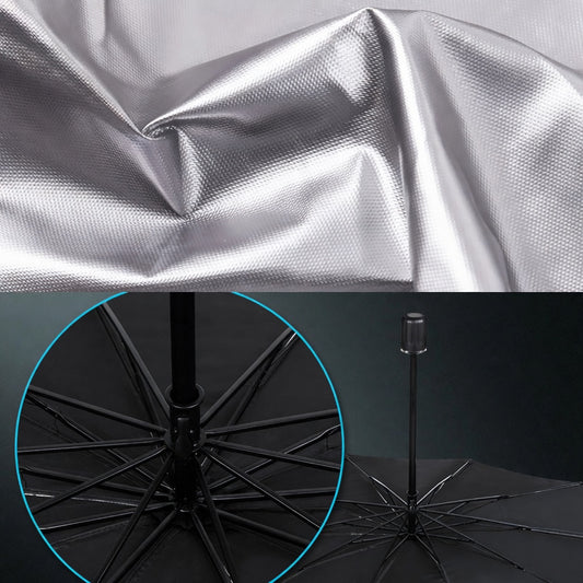 Parasol tipo paraguas para parabrisas — se abre en 5 segundos, protección solar y UV